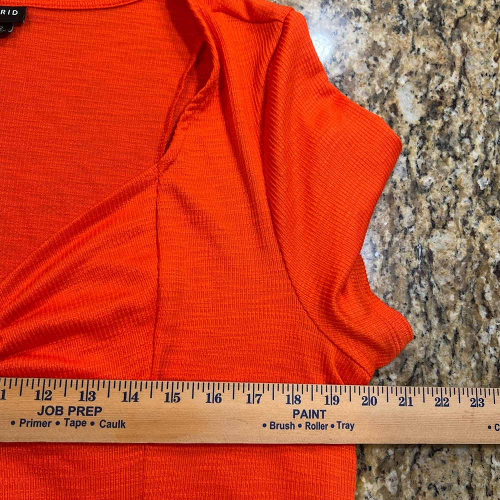 Torrid orange Mini Slub Rib Fluted Dress. Plus size 2 - Picture 6 of 9